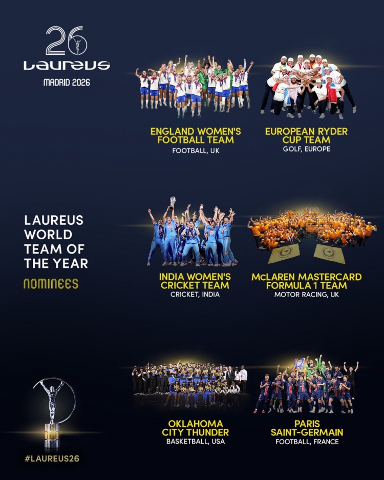 开云入口-2026年劳伦斯最佳团队候选：英格兰女足、巴黎圣日耳曼在列